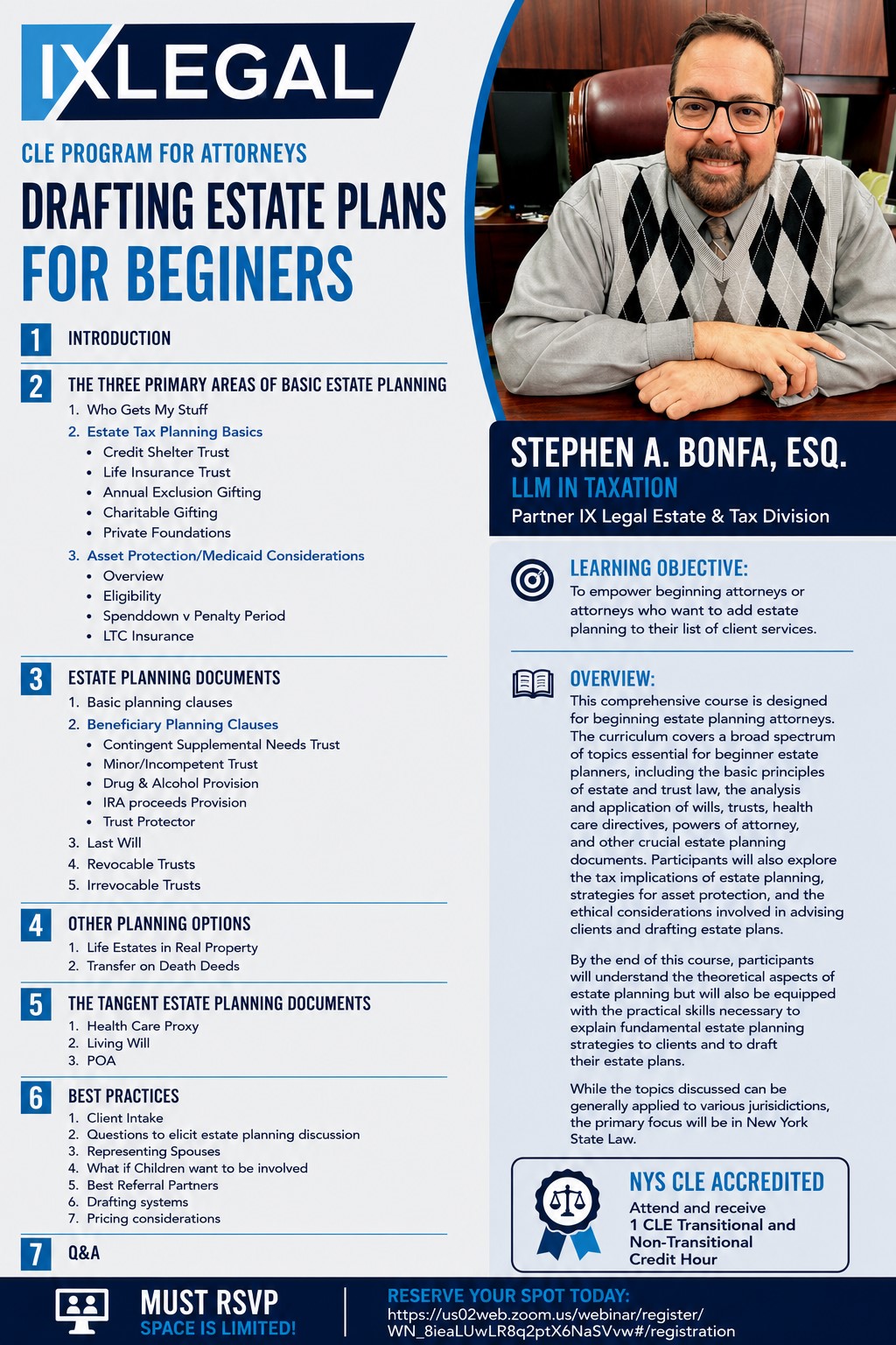 Drafting Estate Plans for Beginners CLE agenda